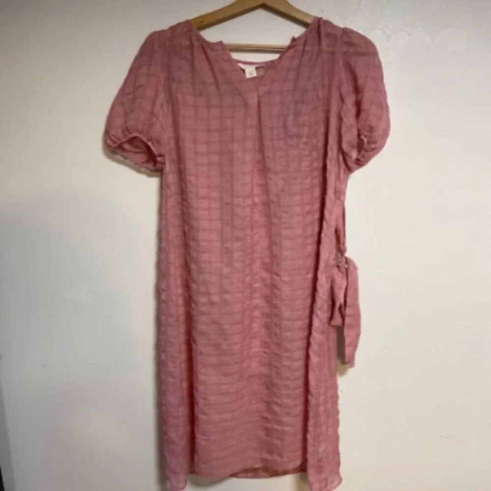 Caslon Pink Check Dusty Rose Textured Midi Dress - Size S - Picture 2 of 9